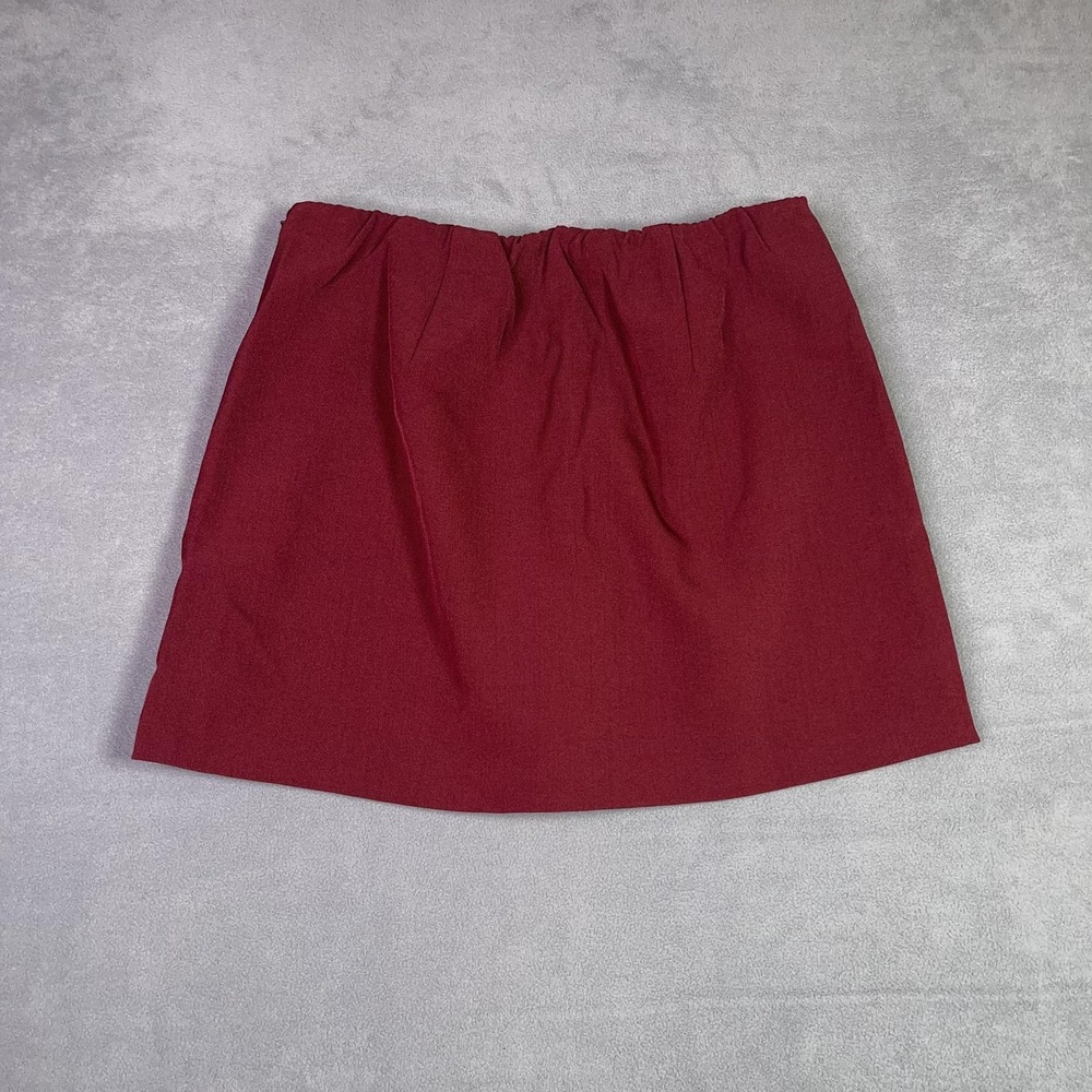 J.Crew Factory Skort Womens 2 Burgundy Stretch Twill Elastic Waist Mini Side Zip - Picture 2 of 12
